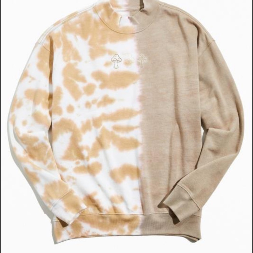 NEON RIOT mushroom embroidered tie dye sweatshirt